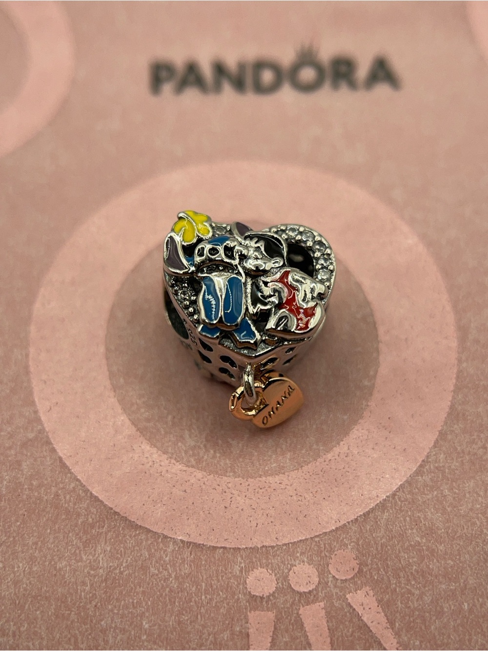 Pandora Disney Lilo & Stitch Angel Kiss Ohana Heart Charm